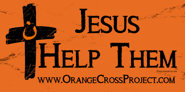 Orange Cross Project Jesus Help Them Martyr Solidarity Bumper Sticker