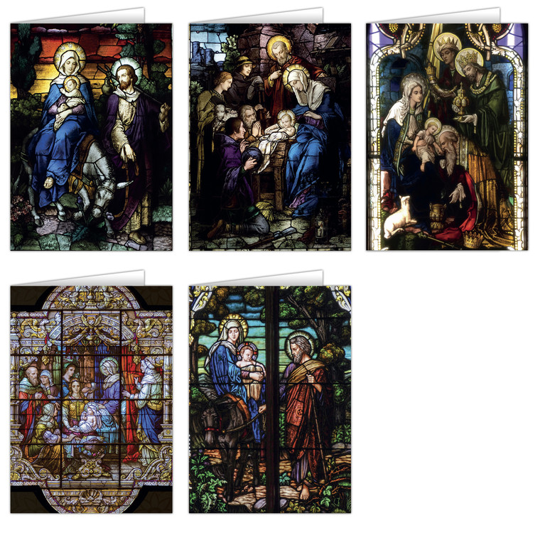 Stained Glass Christmas Card Set (25 Cards)