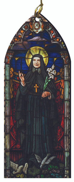 St. Frances Cabrini Stained Glass Wood Ornament