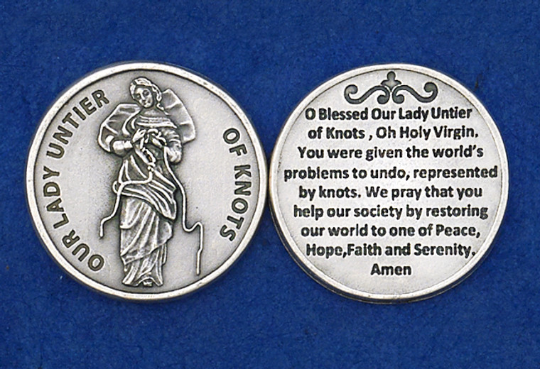 Mary Undoer of Knots Pocket Medallion with prayer - Made in Italy