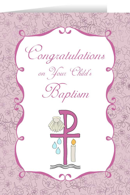 Child's Baptism Pink Greeting Card