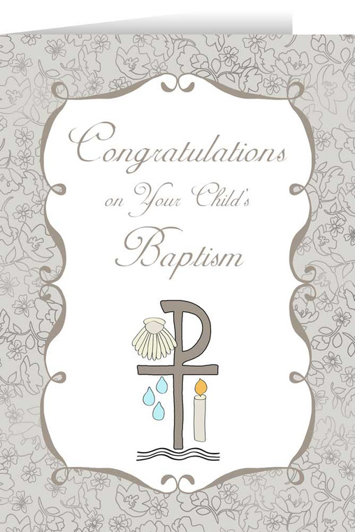 Child's Baptism Grey Greeting Card