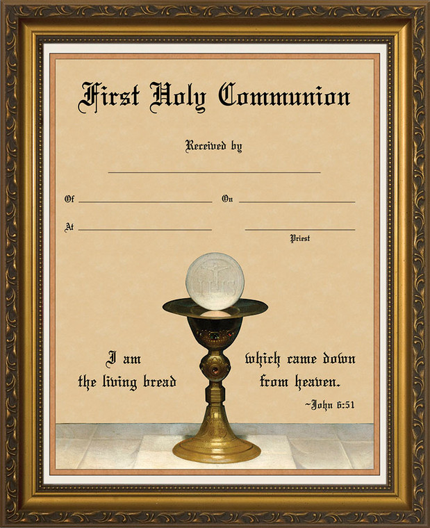 Eucharist with Chalice - Gold Framed Certificate