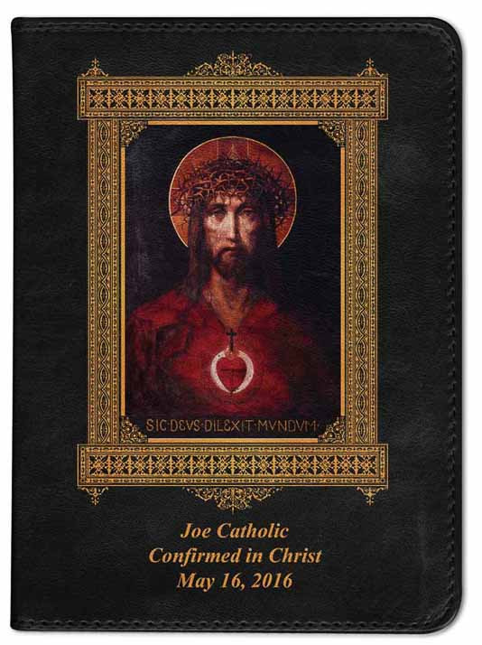 Personalized Catholic Bible with For God So Loved the World Cover - Black NABRE