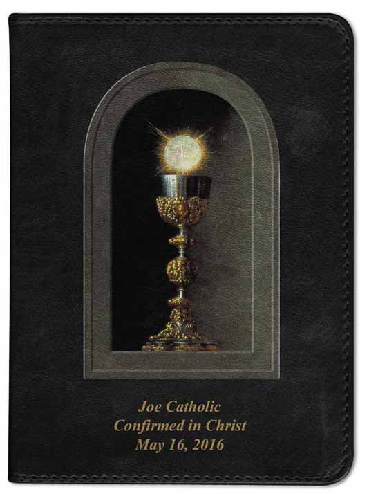 Personalized Catholic Bible with Eucharistic Cover - Black NABRE