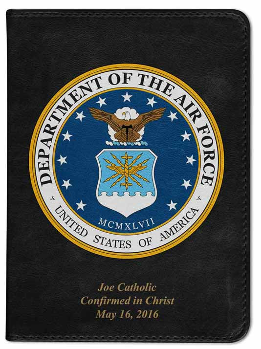 Personalized Catholic Bible with Air Force Cover - Black RSVCE