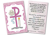 Baptismal Symbols Pink Holy Card