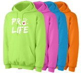 Pro-Life with Handprint Neon Hoodie