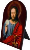 Christ Holding Eucharist Arched Desk Plaque