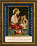 Traditional First Communion Certificate with Gold Accents in Gold Frame