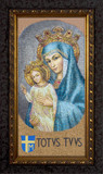 Mater Ecclesiae - Mosaic with Totus Tuus - Ornate Dark Framed Art