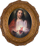 Austrian Sacred Heart Framed Oval Canvas