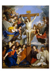 Crucifixion with Angels by Charles le Brun Print - Catholic to the