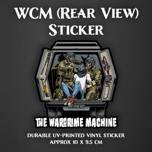 War Crime Machine Rear View Sticker