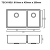 Tech 185U - Stainless Steel Undermount Sink