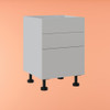 Base Cabinet 600mm with 3 Drawers in PU Satin