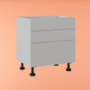 Base Cabinet 800mm with 3 Drawers in PU Satin