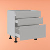 Base Cabinet 800mm with 3 Drawers in PU Shaker