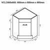 Porcelain Corner Vanity & Top 900 x 600mm Right Hand  - Includes Carla Basin