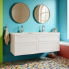 Maris - White Shaker Vanity Wall Hung & Double Bowl Top Options 1500mm