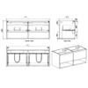 Delsa - Oak Wall Hung Double Bowl (Vanity Only) 1200mm