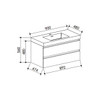 Ellsa - White LED Vanity Cabinet & Top Wall Hung 900mm 