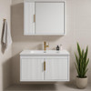 Ivy - White Fluted Vanity Wall Hung with Polymarble Top 900mm  Ivy - White Fluted Vanity Wall Hung with Polymarble Top 900mm