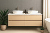 Willow - Oak Vanity Wall Hung With Double Bowl Top Options Available 1500mm
