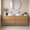 Willow - Oak Vanity Wall Hung With Double Bowl Top Options Available 1500mm 