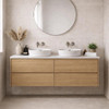 Willow - Oak Vanity Wall Hung with Double Bowl Top Option Available 1800mm 