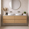 Willow - Oak Vanity Wall Hung with Double Bowl Top Option Available 1800mm 