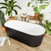 Zinnia - White & Black Fluted Freestanding Bath 1700mm 
