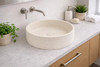 Thistle - Round Cream Concrete Basin 390mm with custom plug/waste 