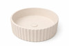 Wattle - Round Fluted Natural Concrete Basin 398mm with custom plug/waste  