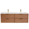 Bayside Century Teak Wall Hung Vanity 1500mm Double Basin 