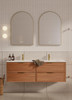 Bayside Century Teak Wall Hung Vanity 1800mm Double Basin 