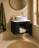 Roma Black Fluted Wall Hung Vanity 600mm