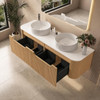 Roma Oak Fluted Wall Hung Vanity Double Bowl 1500mm 