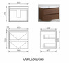 Willow Walnut Wall Hung Vanity 600mm 