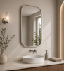 Rectangle Round Framed Mirror 575 x 925mm Brushed Nickel