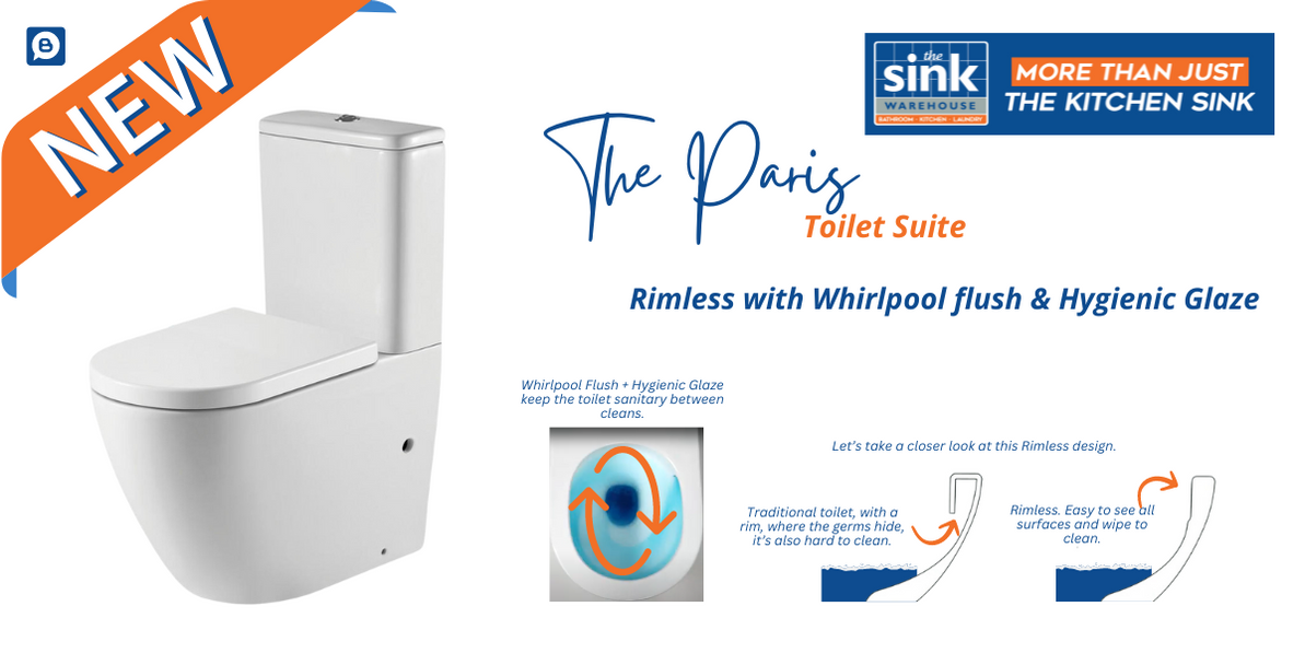The Sink Warehouse Unveils the Paris Collection: Introducing the Paris Rimless & Whirlpool Hygienic Glaze Toilet