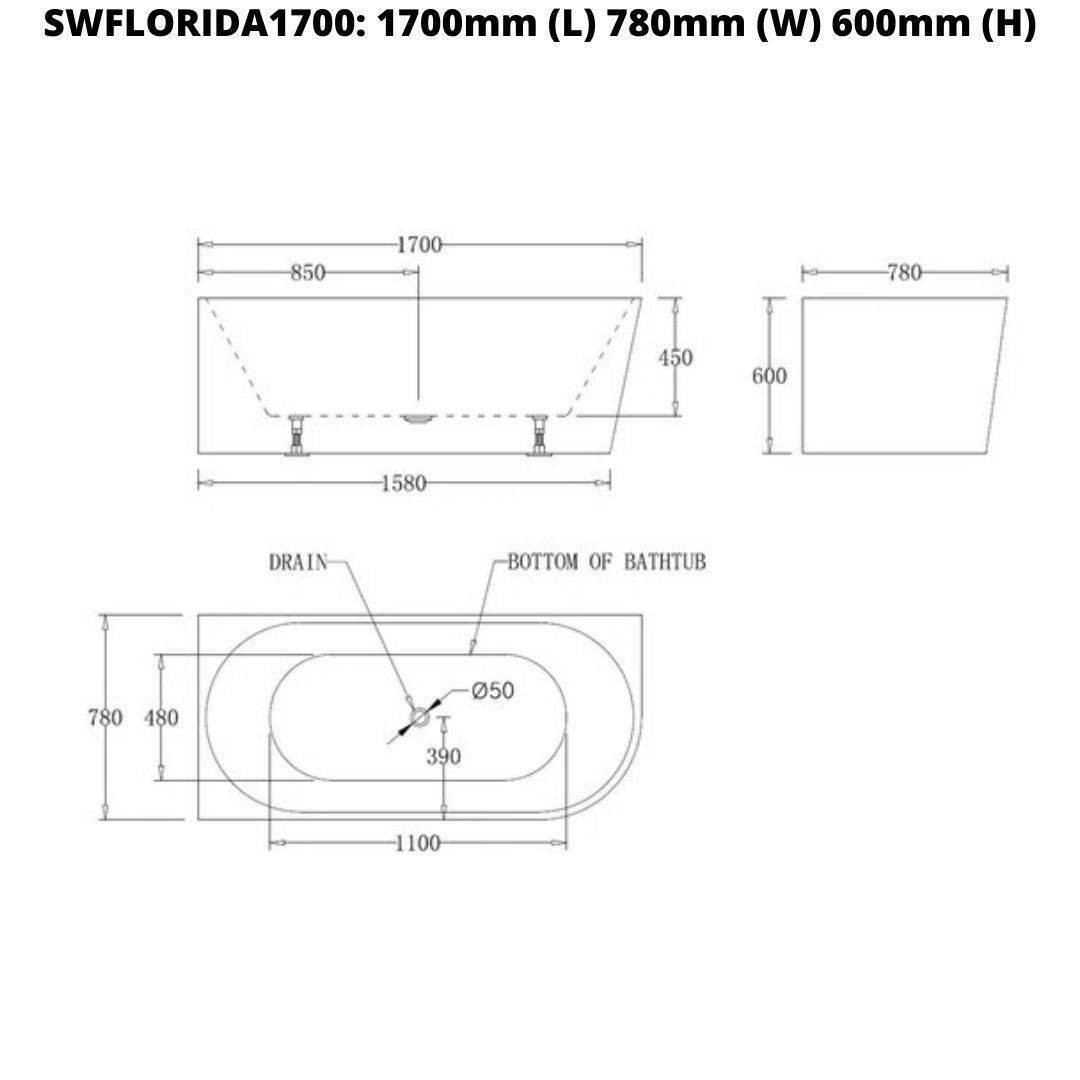 Buy Florida Corner Freestanding Bath 1700mm