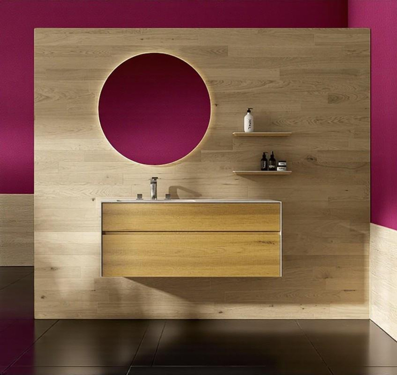Bravo - Oak Vanity Cabinet & Top Wall Hung 1200mm