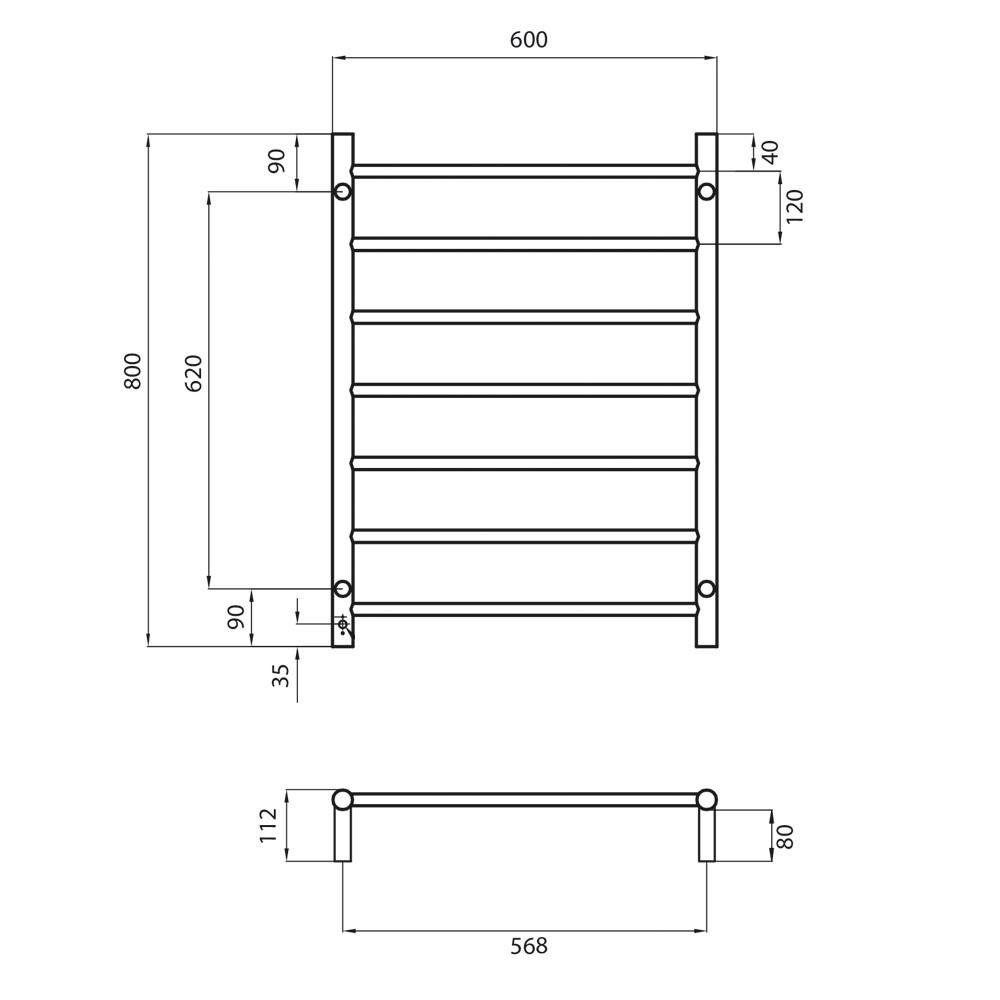 Buy Heated Towel Rail Round 7 Bar 600x800mm