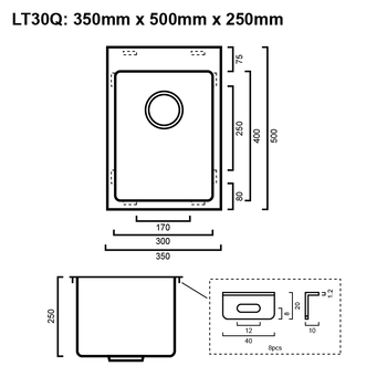 Quadro 30L - Stainless Steel Laundry Trough