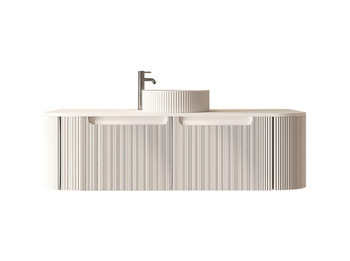 Roma Single Bowl - Fluted Vanity & Stone Top Wall Hung 1500mm