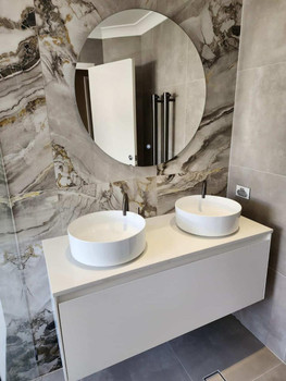 Maltese - White Wall Hung Vanity Cabinet & Double Bowl Top Options 1200mm