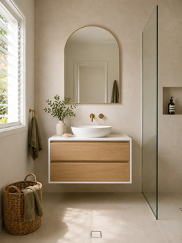 Bella - Oak Vanity Cabinet Wall Hung 900mm (Vanity ONLY)