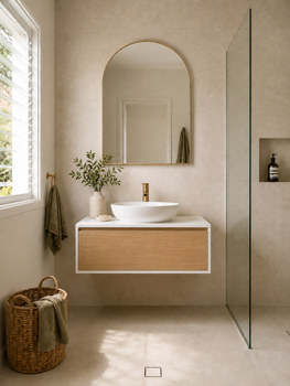Bella - Oak Vanity Cabinet Wall Hung 900mm (Includes top)