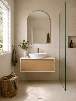 Bella - Oak Vanity Cabinet Wall Hung 900mm (Includes top) 